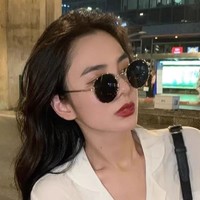 BQLQON 刘仁娜同款墨镜女款2024小脸圆形框防紫外线高级感太阳眼镜男