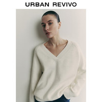URBAN REVIVO UR2024春季新款女装复古氛围感V领针织衫UWG940003