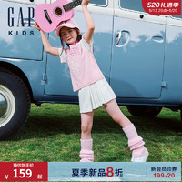 Gap女童2024夏季logo撞色松紧不对称百褶裙裤运动短裤545487 白色 130cm 亚洲尺码