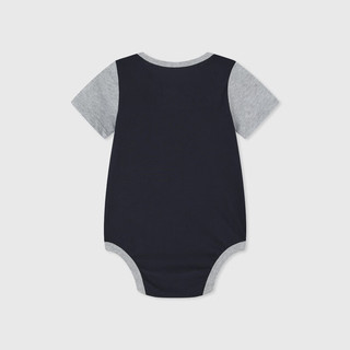 Gap婴儿2024夏季logo撞色印花短袖连体衣儿童装包屁衣505583 海军蓝 90cm(18-24月) 亚洲尺码