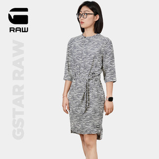 G-STAR RAW2024黑白斑马纹连衣裙港风法式中长款夏季复古七分袖D24272 黑白水纹 L