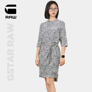 G-STAR RAW2024黑白斑马纹连衣裙港风法式中长款夏季复古七分袖D24272 黑白水纹 L