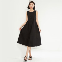 佐丹奴女装纯棉彩牛梭织绑带收腰圆领背心连衣裙05464326