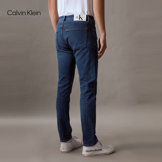 Calvin Klein Jeans24春夏新款男士含桑蚕丝ck中蓝水洗楔形锥形牛仔裤J6627 1A4-