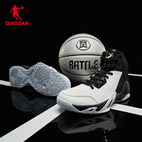 QIAODAN 喬丹 籃球鞋高幫男鞋網面透氣實戰球鞋學生運動鞋 喬丹白黑色 41