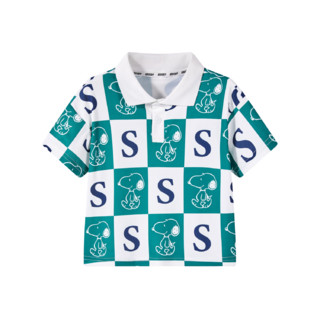 SNOOPY史努比夏季条纹卡通休闲中大童儿童POLO衫 绿色字母 120（33-45斤/110-120cm）