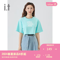 :CHOCOOLATE it 女装短款短袖T恤2024夏季青春时尚半袖001100 GRL/绿色 S