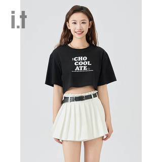 :CHOCOOLATE it 女装短款短袖T恤2024夏季青春时尚半袖001100 GRL/绿色 S