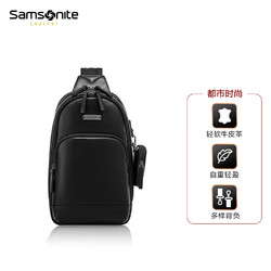Samsonite 新秀麗 單肩包斜挎包腰包胸包戶外騎行包旅行通勤包黑色TM3*09010