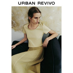 URBAN REVIVO UR2024夏季新款女装休闲简约基础百搭棉质圆领T恤衫UWB440035