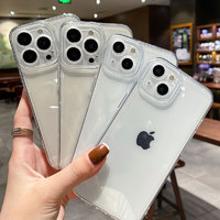 昊穆 适用iPhone14pro透明直边精孔苹果12天使眼透明手机壳全包防刷