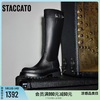 STACCATO 思加圖 冬季新款英倫風騎士靴長靴高筒靴厚底時裝靴S0210DG3D