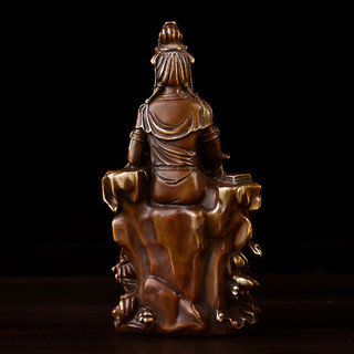 万法阁铜自在摆件仿古家用办公室小号自在铜像 自在观音高约16cm