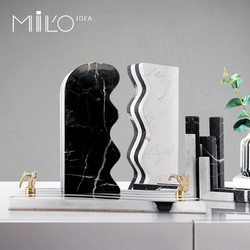 miloidea 米洛思維 現代樣板房客廳軟裝擺件歐式餐桌大理石燭臺裝飾品蠟燭臺擺設QC