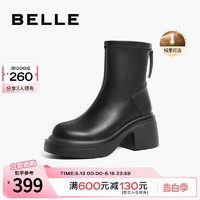 BeLLE 百麗 厚底彈力靴女靴2023冬季新款靴子顯瘦瘦靴加絨短靴B1577DZ3
