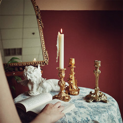 加安加麗 法式浪漫燭臺歐式輕奢復古天使金色擺件美式銀色餐桌蠟燭燈裝飾品