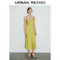 URBAN REVIVO 女士都市魅力肌理感V领吊带连衣裙 UWG740093 黄绿 S