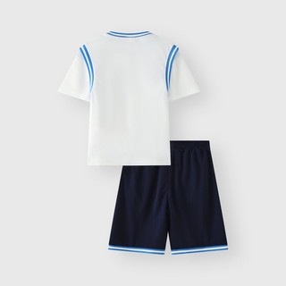 Gap男童2024夏季吸湿速干撞色套装儿童装短袖T恤短裤890520 海军蓝 140cm (M)亚洲尺码