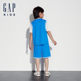 Gap男童2024夏季吸湿速干撞色套装儿童装短袖T恤短裤890520 蓝色 130cm (S)亚洲尺码