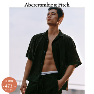 ABERCROMBIE & FITCH男装 24春夏时尚复古短款美式风衬衫KI125-4093 深绿色 XS (170/84A)