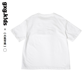 gxg.kidsGXG童装24夏季亲子T恤字母圆领百搭棉质柔软简约短袖t恤 白色 150cm