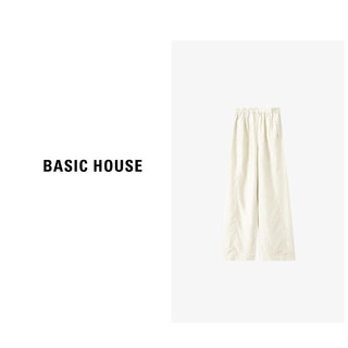 Basic House/百家好 休闲时尚宽松显瘦阔腿通勤长裤B0633B5H272 黑色加长 L（115-125斤）