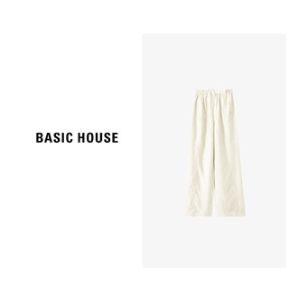 Basic House/百家好 休闲时尚宽松显瘦阔腿通勤长裤B0633B5H272 卡其加长 2XL（135-145斤）