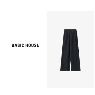 Basic House/百家好 休闲时尚宽松显瘦阔腿通勤长裤B0633B5H272 米白加长 XL（125-135斤）
