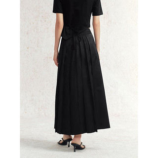 太平鸟新中式国风马面裙2024夏季女士暗提花精致半身裙搭皮带 黑色(第一批) XL