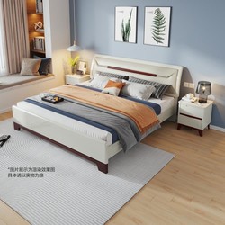 QuanU 全友 北欧现代简约主卧板式床 北欧卧室成套家具双人床 121806