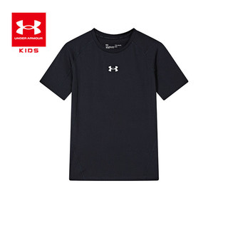 安德玛（Under Armour）男大童短袖T恤梭织短裤242120555&242123175 黑T黑短裤 130cm