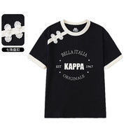 Kappa KidsKappa女童短袖T恤2024夏季轻薄透气童装新中式国风淑女儿童上衣 黑色 薄款  130