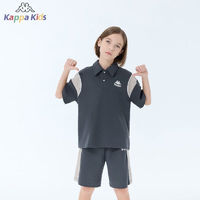 Kappa Kids卡帕童装男女童夏装套装2024儿童衣服polo短袖短裤两件 【KXC23B0024】灰色 150