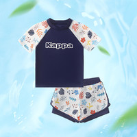 Kappa Kids卡帕儿童夏季泳衣套装短袖短裤女童游泳分体套装易穿脱中大童泳裤 米藏青 130