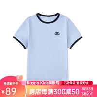 Kappa Kids卡帕童装2024年夏季女童短袖T恤宽松休闲透气中大童儿童短袖 浅蓝色 薄款  130