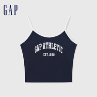 Gap 盖璞 女装2024夏季logo撞色紧身吊带背心辣妹带胸垫上衣 465280 海军蓝 XS