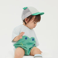 papa爬爬夏季儿童帽子男女宝宝造型棒球帽遮阳百搭运动洋气可爱潮 绿色 50cm