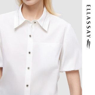 歌力思（ELLASSAY）2024春夏时尚百搭小个子气质纯棉衬衫女EWD351C02800 纯净白 XS