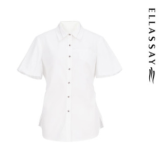 歌力思（ELLASSAY）2024春夏时尚百搭小个子气质纯棉衬衫女EWD351C02800 纯净白 XS