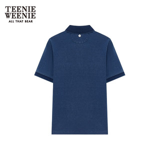 Teenie Weenie小熊2024年夏季POLO短袖时尚宽松韩版T恤上衣女 深蓝色 160/S