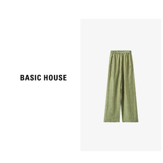 Basic House/百家好 休闲时尚宽松显瘦阔腿通勤长裤B0633B5H272 卡其加长 XL（125-135斤）