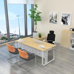 大匠傳成 經理桌 現代簡約辦公桌主管桌大班臺老板桌1.8米含側柜 楓木色DJ-JLZ-1304