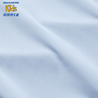 Skechers斯凯奇儿童透气长袖T恤男夏季女童网孔运动上衣P224K030 氙气蓝/0356 130cm