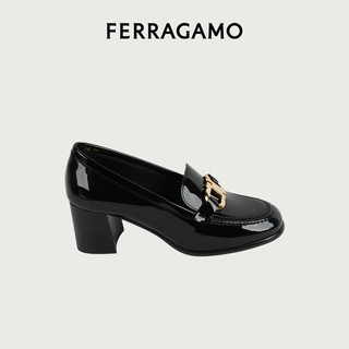 菲拉格慕（Ferragamo）女士黑色Gancini高跟乐福鞋 0769316_1D _ 75/38 