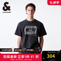 杰克·琼斯（JACK&JONES）春夏新款男士宽松休闲时尚舒适个性潮流字母贴布短袖T恤224201218