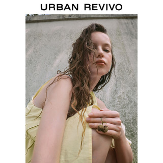 URBAN REVIVO UR2024夏季女装气质褶皱拼接中长款无袖连衣裙UWU740048 米白 M