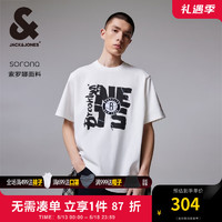 杰克·琼斯（JACK&JONES）NBA联名篮网队夏季宽松罗纹领字母胶印圆领短袖T恤男款224201021 本白色A06 本白色A06 165/88A/XS