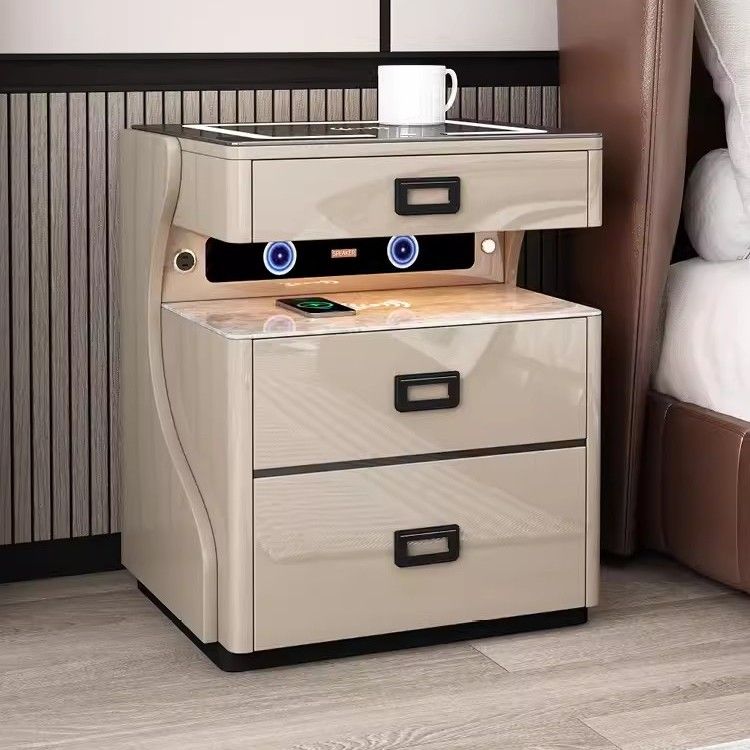 智能無線床頭柜智能現代簡約無線充電指紋鎖床邊柜保險箱一體