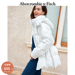 Abercrombie & Fitch 女装 中长款保暖外套抗风美式连帽羽绒服 341276-1 白色 XS (160/84A)
