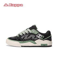 Kappa 卡帕 低幫板鞋男2024春季休閑帆布鞋 黑色/玉石綠 43